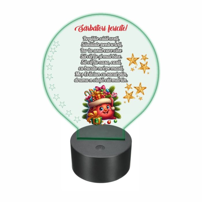 Lampa 3D personalizata, Craciun, multicolor, 22x18 cm, LVCUV009 - imagine 1