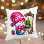 Perna personalizata , Craciun, Gnome, 40x40 cm, PC016 - imagine 3