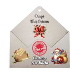 Plic pentru Scrisoare Mos Craciun, Personalizat, Lemn, 23x22 cm, PSSMC002