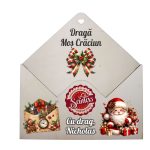 Plic pentru Scrisoare Mos Craciun, Personalizat, Lemn, 23x22 cm, PSSMC003