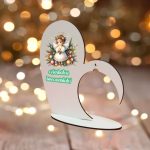 Suport Glob Floral tip Inima, Craciun, Lemn, 20x19cm, SFGCUV002 - imagine 2