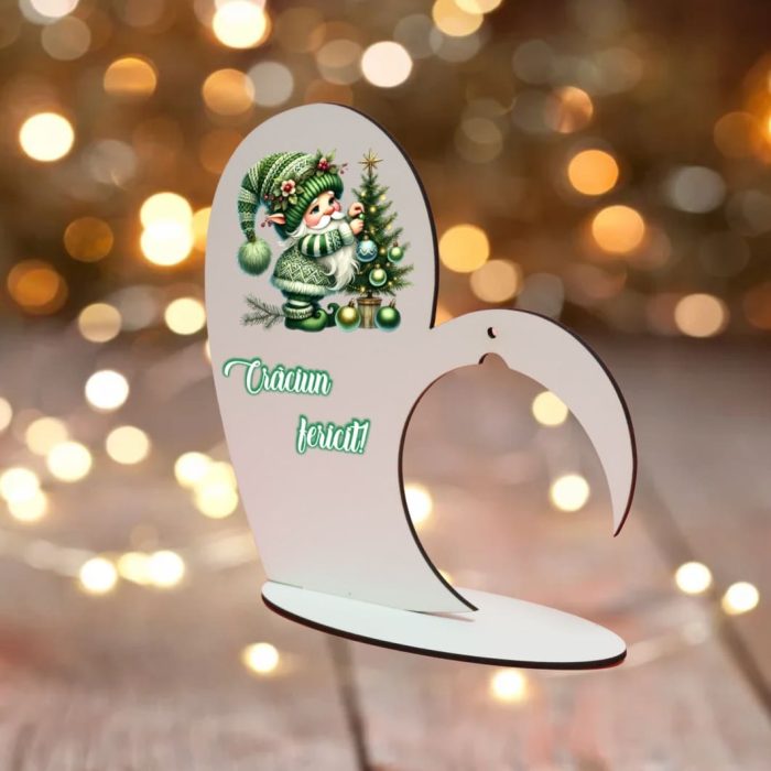 Suport Glob Floral tip Inima, Craciun, Lemn, 20x19cm, SFGCUV006 - imagine 2