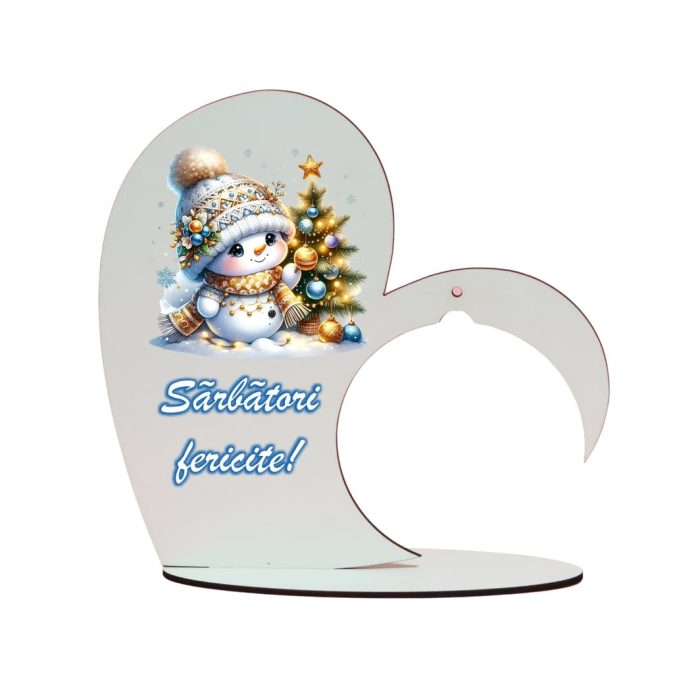 Suport Glob Floral tip Inima, Craciun, Lemn, 20x19cm, SFGCUV008 - imagine 1