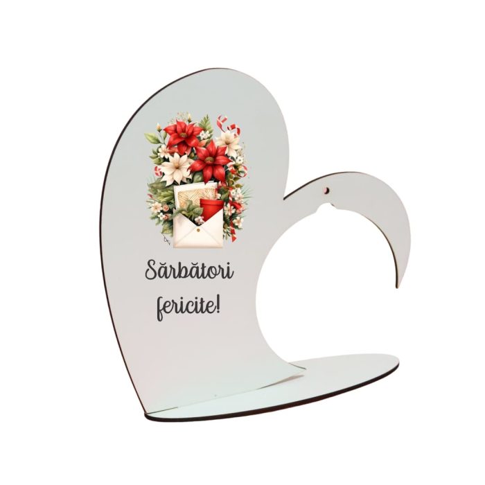 Suport Glob Floral tip Inima, Craciun, Lemn, 20x19cm, SFGCUV009 - imagine 3