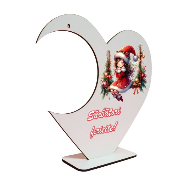 Suport Glob Floral tip Inima, Craciun, Lemn, 20x19cm, SFGCUV013 - imagine 3