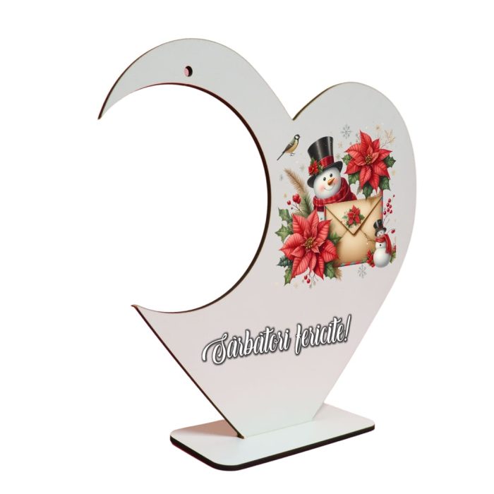 Suport Glob Floral tip Inima, Craciun, Lemn, 20x19cm, SFGCUV014 - imagine 3
