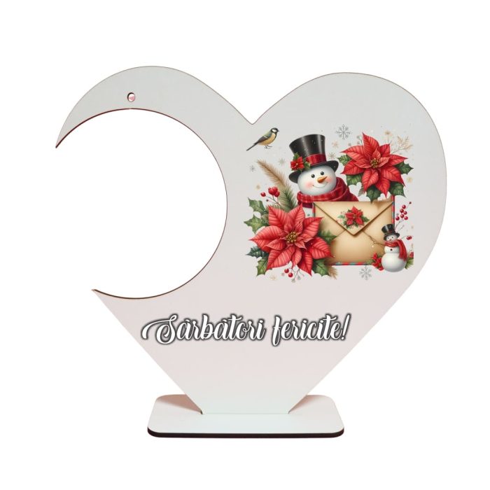 Suport Glob Floral tip Inima, Craciun, Lemn, 20x19cm, SFGCUV014 - imagine 1