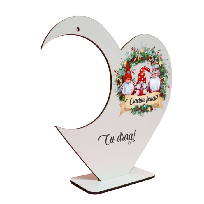Suport Glob Floral tip Inima, Craciun, Lemn, 20x19cm, SFGCUV017 - imagine 3