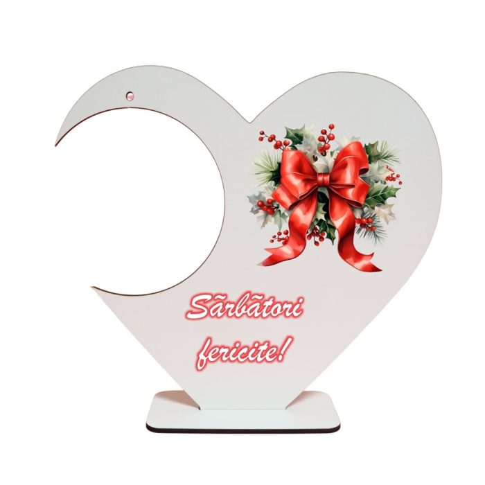 Suport Glob Floral tip Inima, Craciun, Lemn, 20x19cm, SFGCUV020 - imagine 1