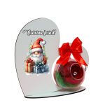 Decoratiune cu licheni si trandafir criogenat rosu, Craciun, Lemn, 20×19 cm, SGCUV001 - imagine 3