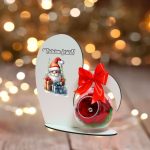 Decoratiune cu licheni si trandafir criogenat rosu, Craciun, Lemn, 20×19 cm, SGCUV001 - imagine 2