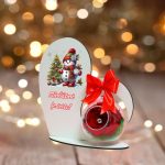 Decoratiune cu licheni si trandafir criogenat rosu, Craciun, Lemn, 20×19 cm, SGCUV004 - imagine 2