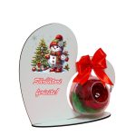 Decoratiune cu licheni si trandafir criogenat rosu, Craciun, Lemn, 20×19 cm, SGCUV004 - imagine 3