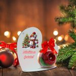 Decoratiune cu licheni si trandafir criogenat rosu, Craciun, Lemn, 20×19 cm, SGCUV004 - imagine 4