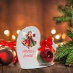 Decoratiune cu licheni si trandafir criogenat rosu, Craciun, Lemn, 20×19 cm, SGCUV005 - imagine 4