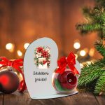 Decoratiune cu licheni si trandafir criogenat rosu, Craciun, Lemn, 20×19 cm, SGCUV009 - imagine 4