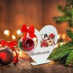 Decoratiune cu licheni si trandafir criogenat rosu, Craciun, Lemn, 20×19 cm, SGCUV014 - imagine 4