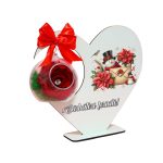 Decoratiune cu licheni si trandafir criogenat rosu, Craciun, Lemn, 20×19 cm, SGCUV014 - imagine 3