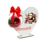 Decoratiune cu licheni si trandafir criogenat rosu, Craciun, Lemn, 20×19 cm, SGCUV015 - imagine 3