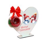 Decoratiune cu licheni si trandafir criogenat rosu, Craciun, Lemn, 20×19 cm, SGCUV016 - imagine 3