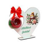 Decoratiune cu licheni si trandafir criogenat rosu, Craciun, Lemn, 20×19 cm, SGCUV018 - imagine 3