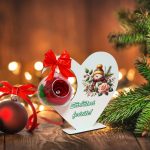 Decoratiune cu licheni si trandafir criogenat rosu, Craciun, Lemn, 20×19 cm, SGCUV018 - imagine 4