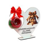 Decoratiune cu licheni si trandafir criogenat rosu, Craciun, Lemn, 20×19 cm, SGCUV019 - imagine 3