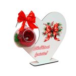 Decoratiune cu licheni si trandafir criogenat rosu, Craciun, Lemn, 20×19 cm, SGCUV020 - imagine 3