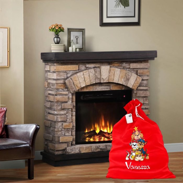 Saculet Personalizat de Craciun Catifelat, Rosu, Mos Craciun, 60 cm, SMCR005 - imagine 2