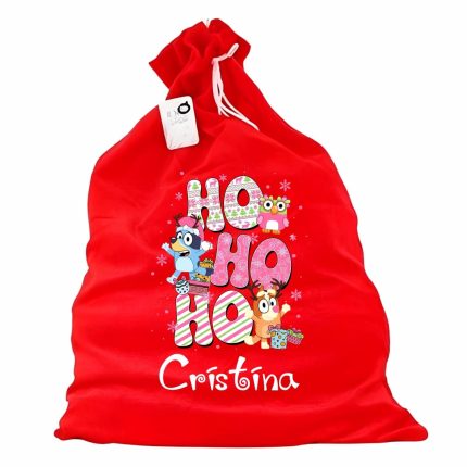 Saculet Personalizat de Craciun Catifelat, Rosu, Mos Craciun, 60 cm, SMCR009