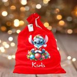 Saculet Personalizat de Craciun Catifelat, Rosu, Mos Craciun, 60 cm, SMCR010 - imagine 3
