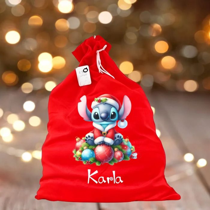 Saculet Personalizat de Craciun Catifelat, Rosu, Mos Craciun, 60 cm, SMCR010 - imagine 3
