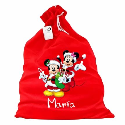 Saculet Personalizat de Craciun Catifelat, Rosu, Mos Craciun, 60 cm, SMCR011