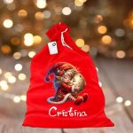 Saculet Personalizat de Craciun Catifelat, Rosu, Mos Craciun, 60 cm, SMCR014 - imagine 3