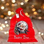 Saculet Personalizat de Craciun Catifelat, Rosu, Mos Craciun, 60 cm, SMCR019 - imagine 3