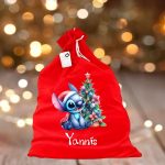 Saculet Personalizat de Craciun Catifelat, Rosu, Mos Craciun, 60 cm, SMCR020 - imagine 3