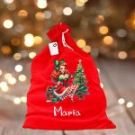 Saculet Personalizat de Craciun Catifelat, Rosu, Mos Craciun, 60 cm, SMCR021 - imagine 3