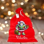 Saculet Personalizat de Craciun Catifelat, Rosu, Mos Craciun, 60 cm, SMCR024 - imagine 3