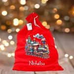 Saculet Personalizat de Craciun Catifelat, Rosu, Mos Craciun, 60 cm, SMCR030 - imagine 3