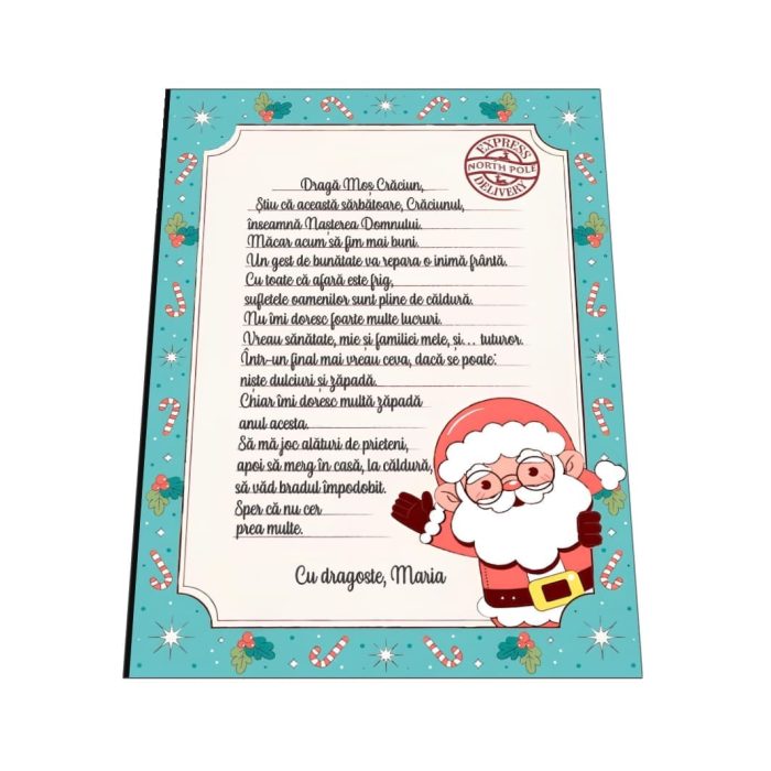 Scrisoare Mos Craciun, Lemn, 20x15 cm, SMCUV006 - imagine 4