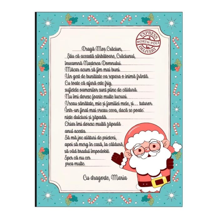 Scrisoare Mos Craciun, Lemn, 20x15 cm, SMCUV006 - imagine 2