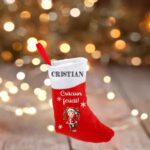 ciorap craciun personalizat baietel coronita rosu