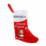 ciorap craciun personalizat fetita coronita rosu