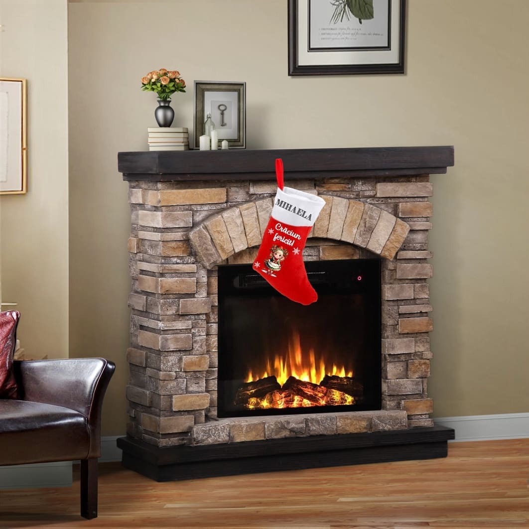 ciorap craciun personalizat fetita coronita rosu