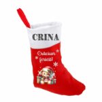ciorap craciun personalizat ursulet cadouri rosu