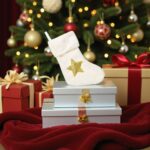 ciorap craciun stea aurie alb