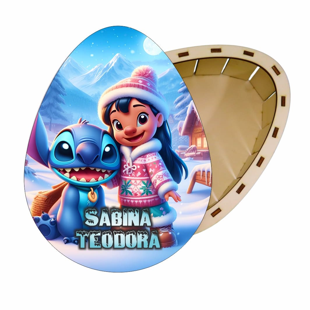 cutie dulciuri craciun ou stitch fetita