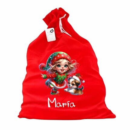 sac mos craciun personalizat elf catel