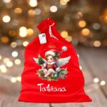 sac mos craciun personalizat ingeras brad