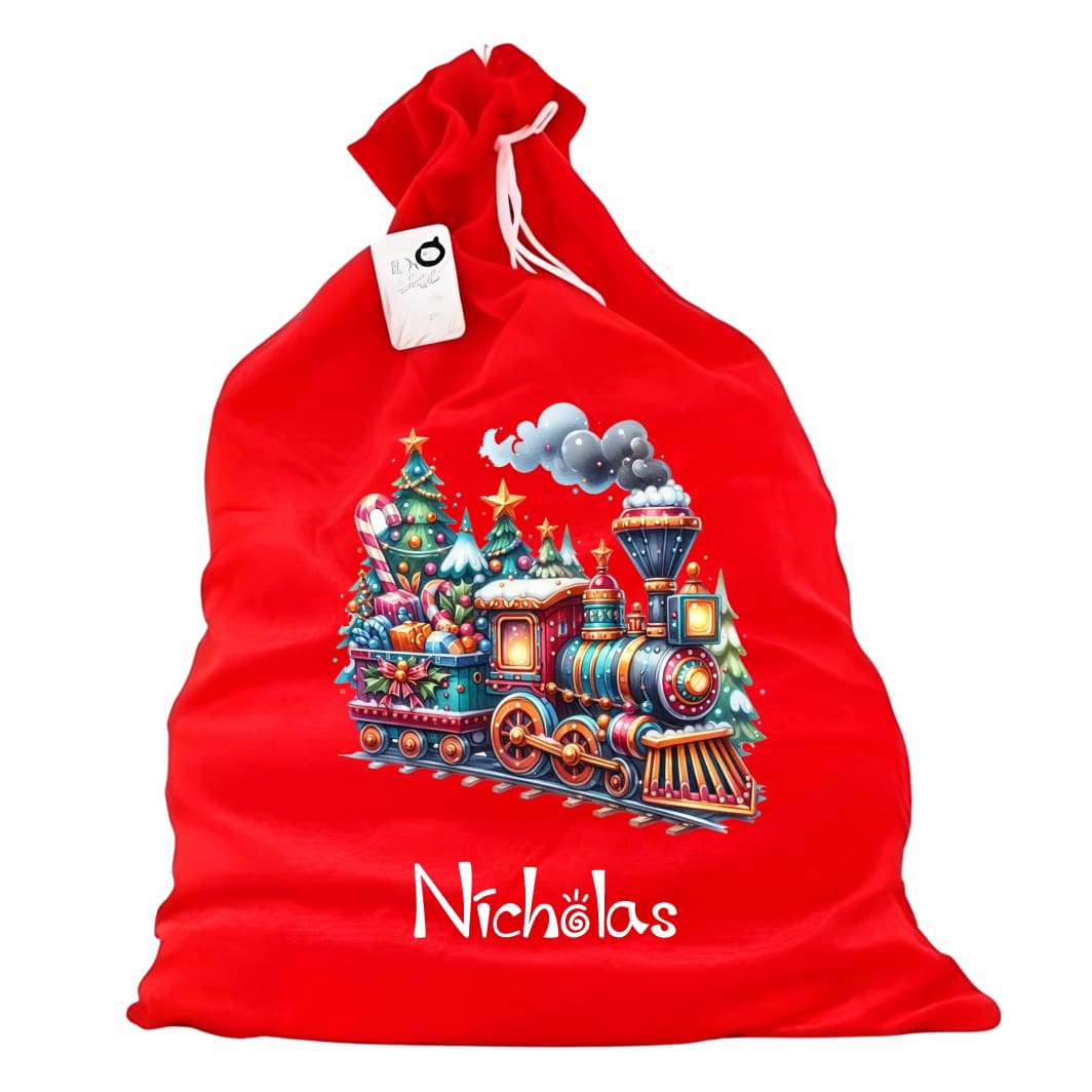 sac mos craciun personalizat trenulet cadouri